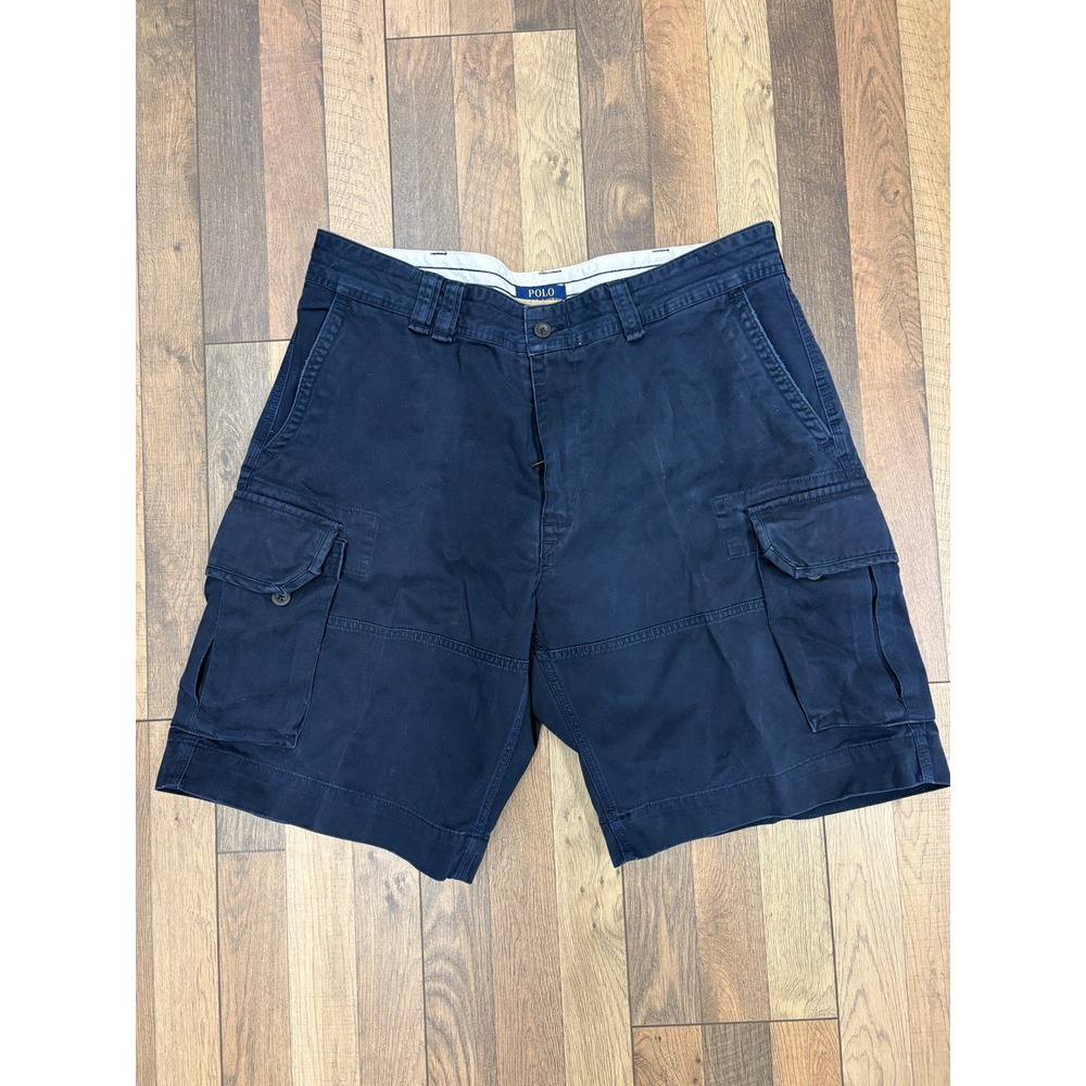 Polo Ralph Lauren Mens Navy Blue Cargo Shorts Size 38 Cotton Twill Utility